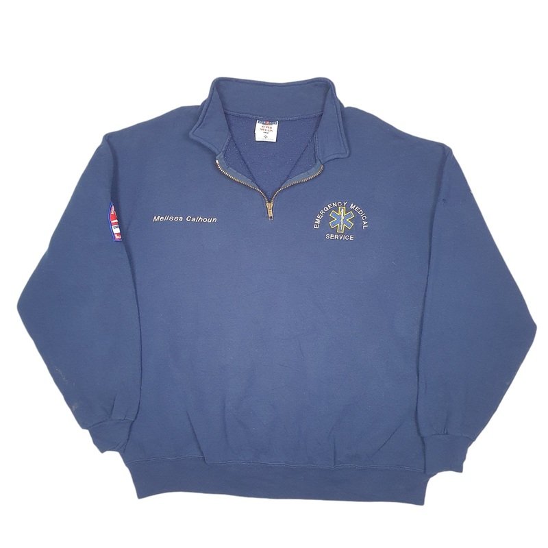 Jerzees Wallowa County Emergency Medical services Made In USA Quarter Zip Cotton Sweatshirt Jumper XXL