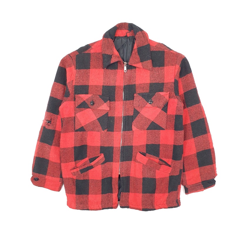 Mens Unbranded Vintage Workwear Hunting Plaid Mackinaw Wool Jacket Coat M
