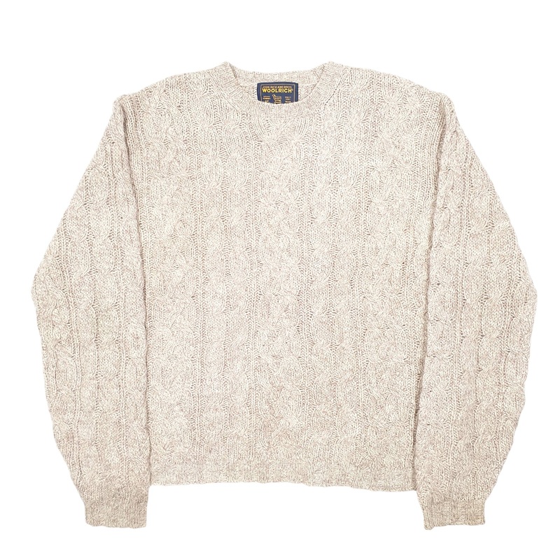 Woolrich Knit Cable Chunky Crewneck Wool Sweatshirt Jumper M