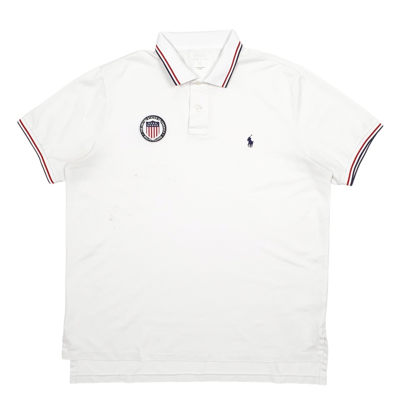 Polo Ralph Lauren USA Flag Short Sleeve Cotton Blend Polo Shirt XL