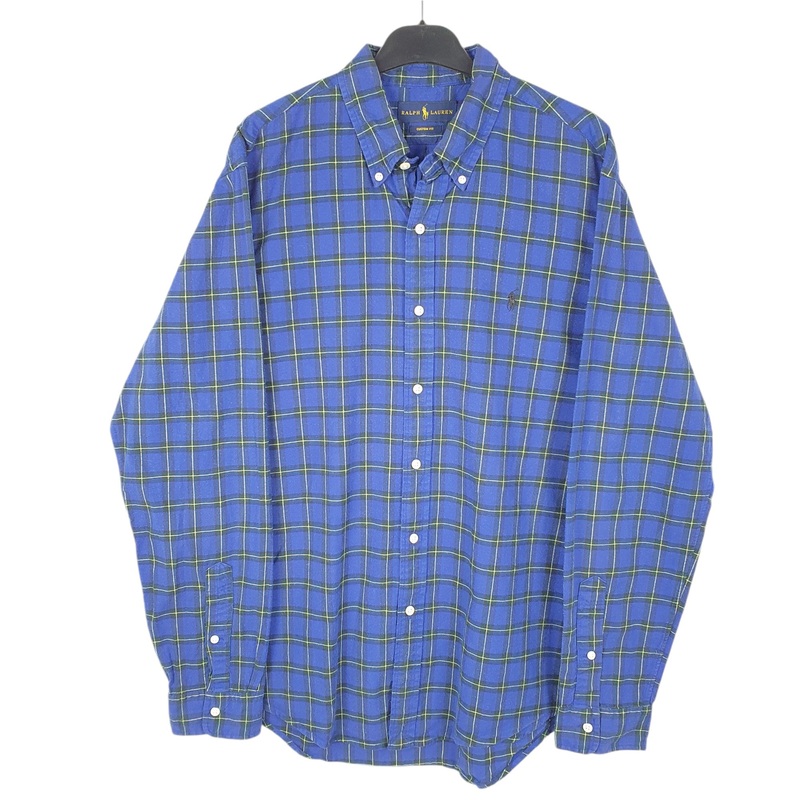 Ralph Lauren Flannel Long Sleeve Custom Fit Check Cotton Shirt L