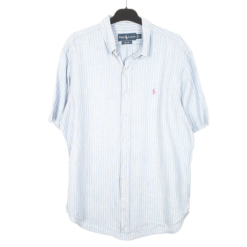 Ralph Lauren Short Sleeve Classic Fit Striped Linen Shirt L