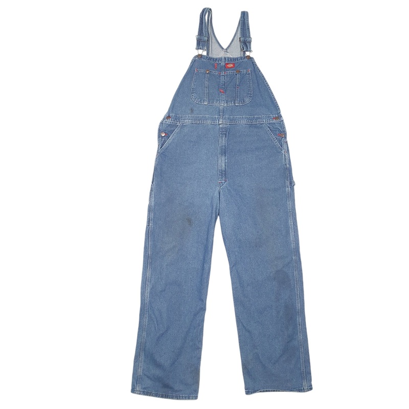 Mens Dickies Denim Overalls Bib Blue Dungaree Cotton  Trousers W36 L32