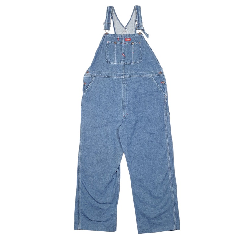 Mens Dickies Denim Overalls Bib Blue Dungaree Cotton  Trousers W42 L30