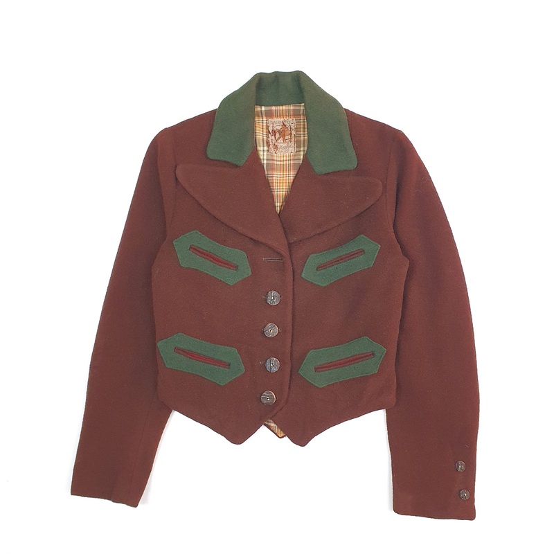 Womens R.H Macy & Co Vintage 1910s 20s Antler Button Wool Jacket Coat XS