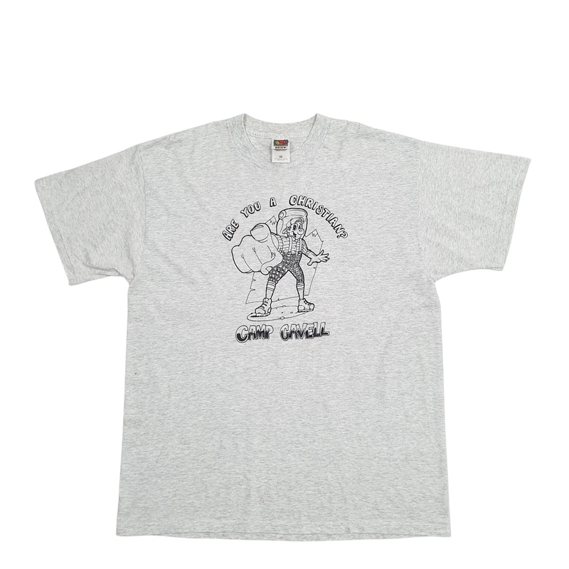 Fruit Of The Loom Single Stitch Vintage 90s Christian Cartoon Short Sleeve Cotton Blend T Shirt Mens XL