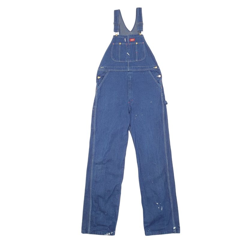 Mens Dickies Denim Overalls Bib Blue Dungaree Cotton  Trousers W34 L34