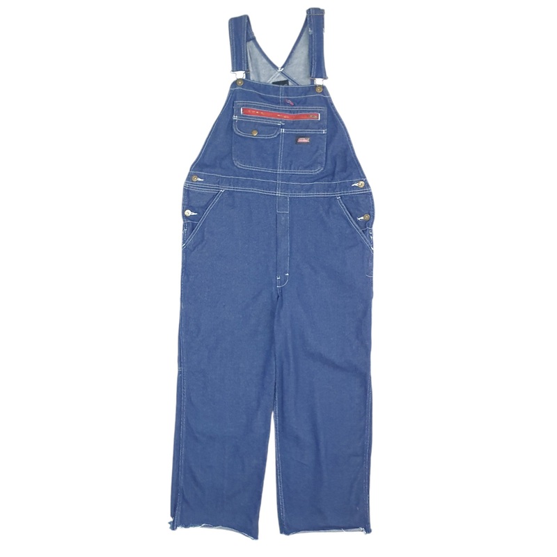 Mens Dickies Denim Overalls Bib Cut Offs Blue Dungaree Cotton  Trousers W34 L26