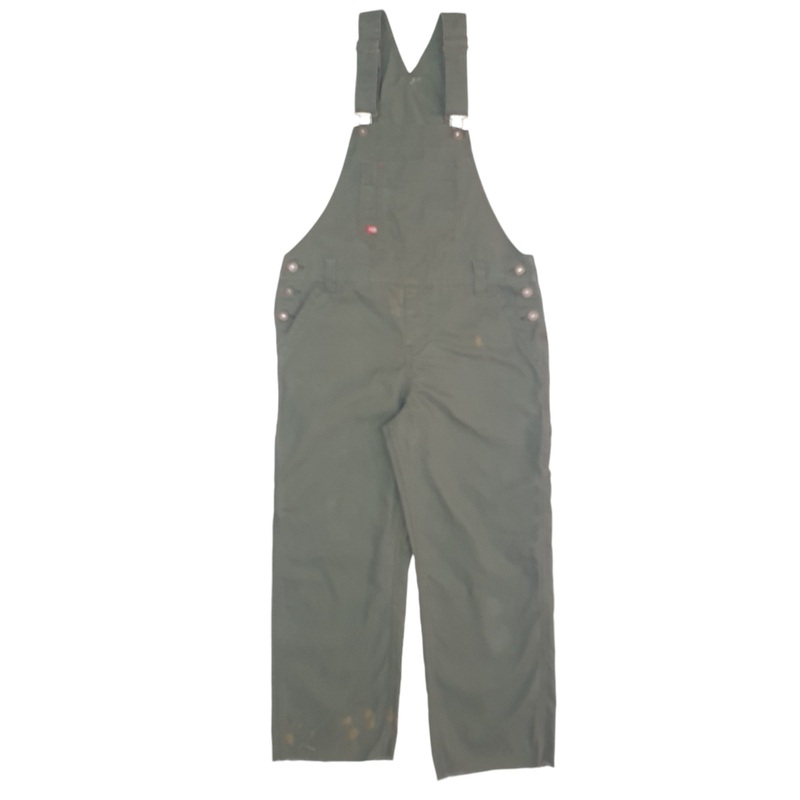 Mens Dickies Overalls Bib Cut Offs Khaki Dungaree Cotton  Trousers W34 L26