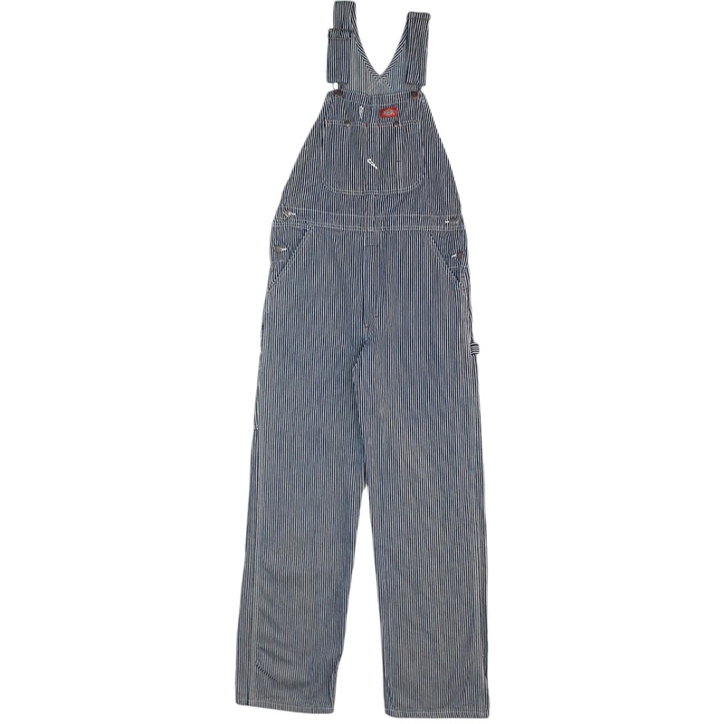 Mens Dickies Overalls Bib Hickory Railroad Striped Navy Dungaree Cotton  Trousers W30 L32