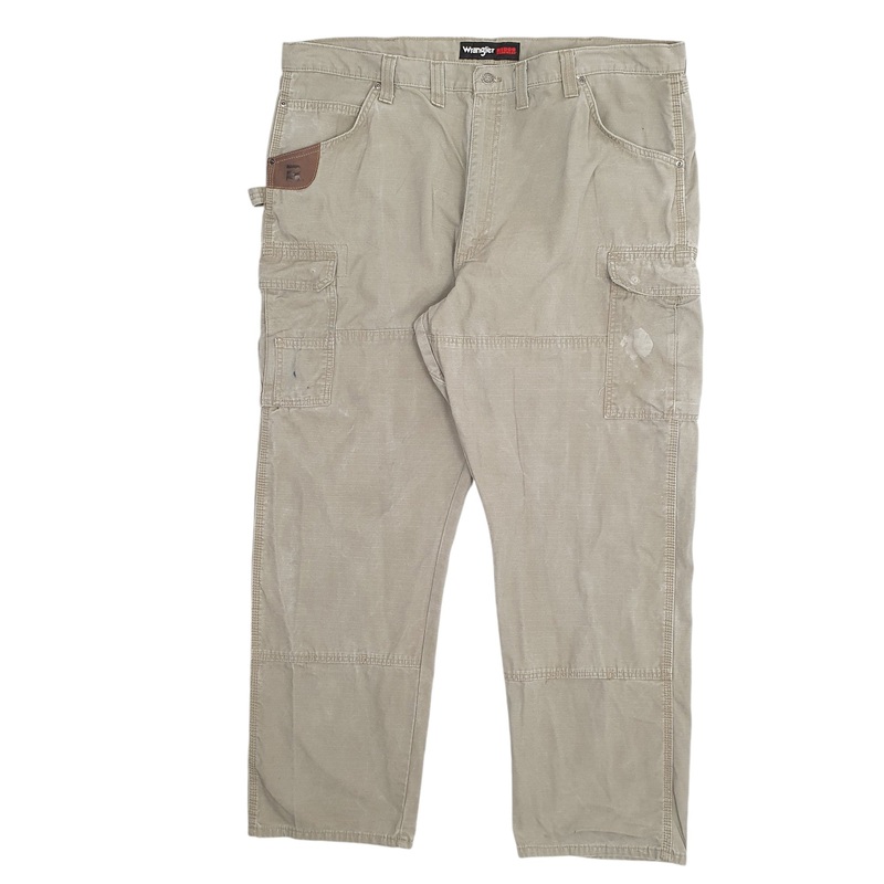 Mens Wrangler Riggs Workwear Green Cargo Cotton  Trousers W44 L32