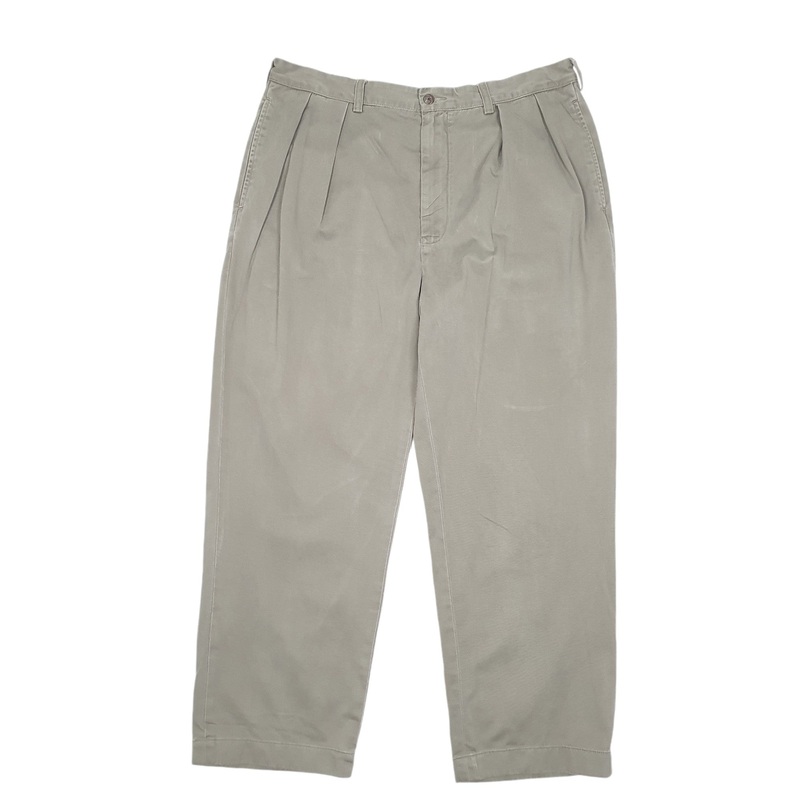 Mens Polo Ralph Lauren Andrew Pant Double Pleated Vintage 90s Khaki Chino Cotton  Trousers Mens W36 L28