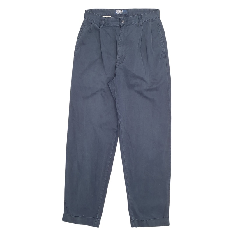 Mens Polo Ralph Lauren Double Pleated Navy Chino Cotton  Trousers Mens W30 L32