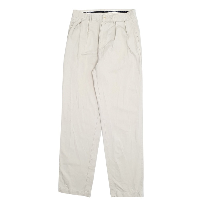 Mens Polo Ralph Lauren Made In USA Vintage 90's Double Pleated Cream Chino Cotton  Trousers Mens W32 L34