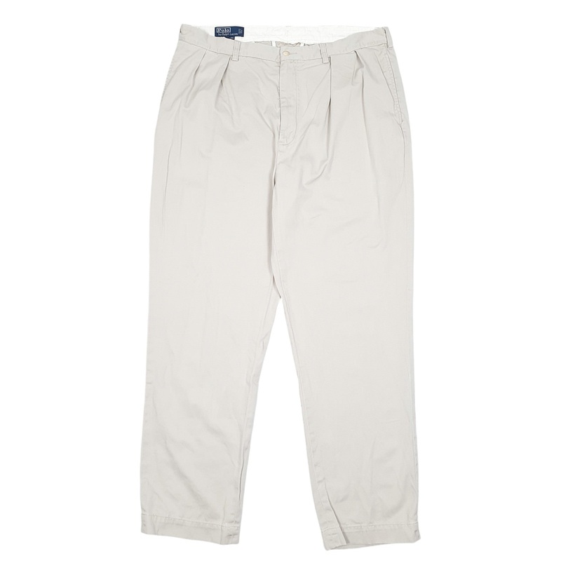 Mens Polo Ralph Lauren Vintage 90s Andrew Pant Double Pleated Beige Chino Cotton  Trousers Mens W38 L32