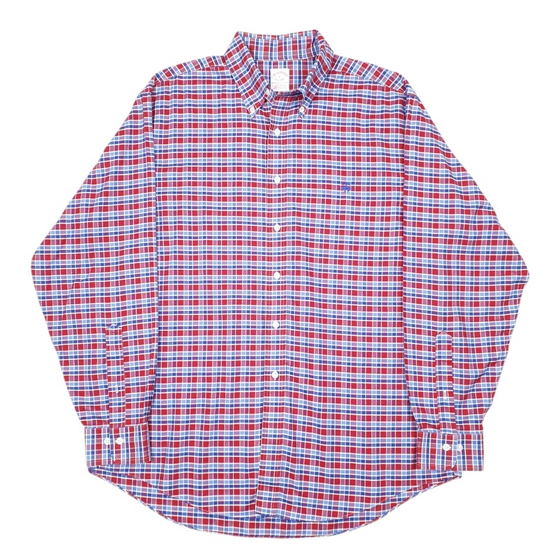 Brooks Brothers Long Sleeve Regular Fit Check Cotton Shirt Mens L
