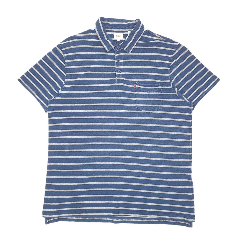 Levis Striped Short Sleeve Cotton Polo Shirt Mens XL