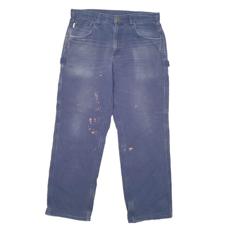Mens Carhartt Workwear Pants Blue Carpenter Cotton  Trousers Mens W34 L30
