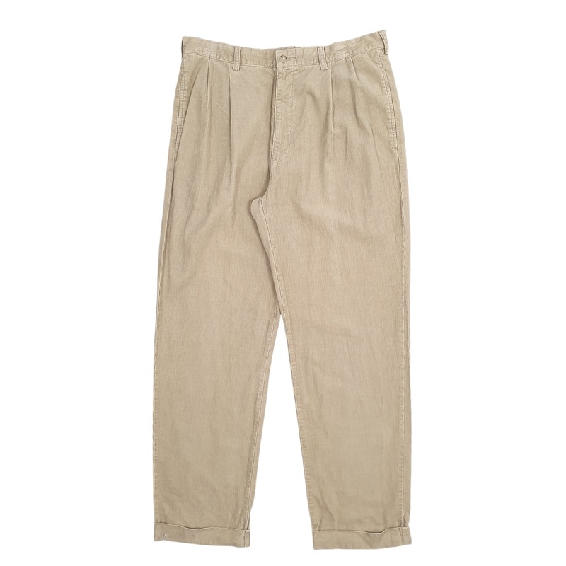 Mens Polo Ralph Lauren Hammond Pant Double Pleated Beige Corduroy Cotton  Trousers Mens W36 L32