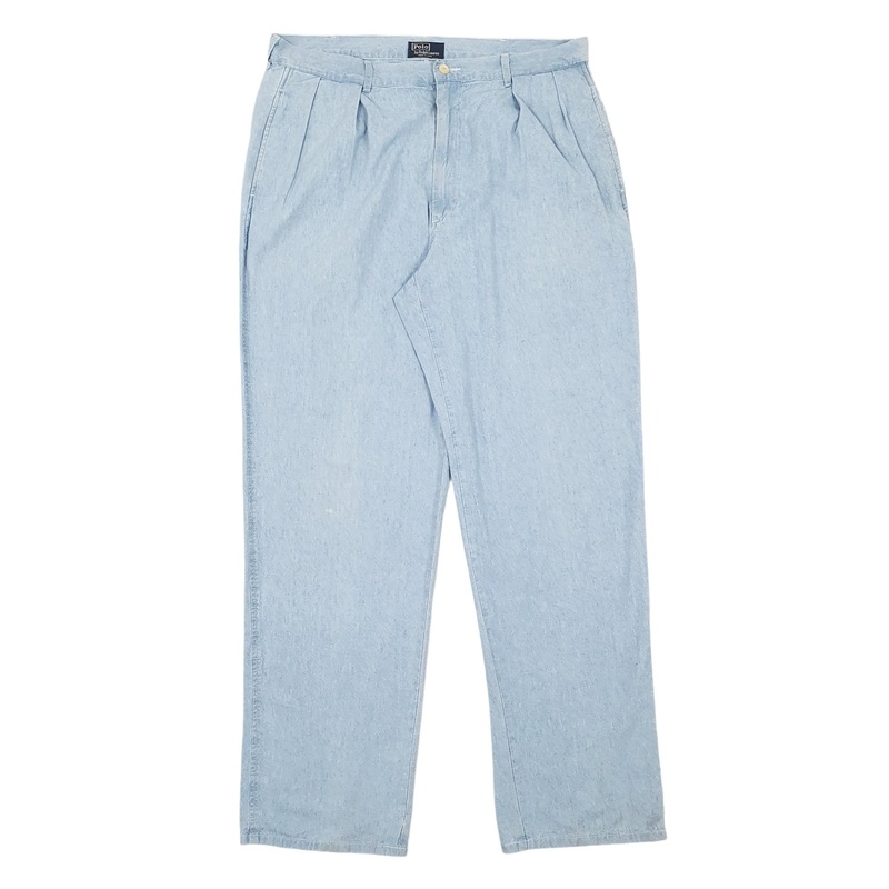 Mens Polo Ralph Lauren Made In USA Vintage 1980s Blue Chino Cotton  Trousers Mens W36 L32