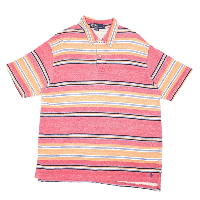 Polo Ralph Lauren Vintage Striped Short Sleeve Cotton Polo Shirt Mens M