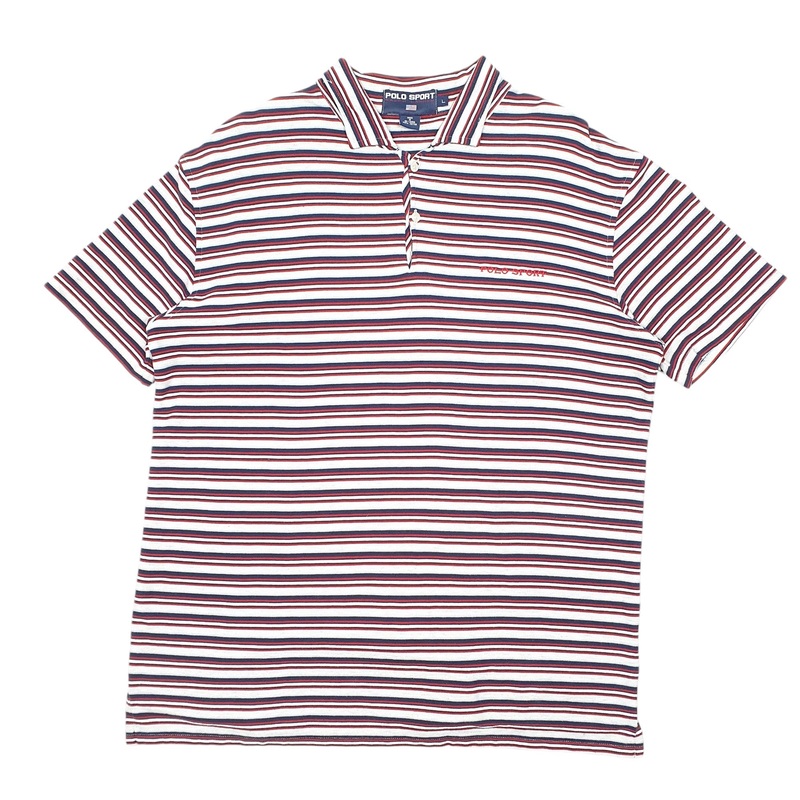 Ralph Lauren Polo Sport Vintage Striped Short Sleeve Cotton Polo Shirt Mens L