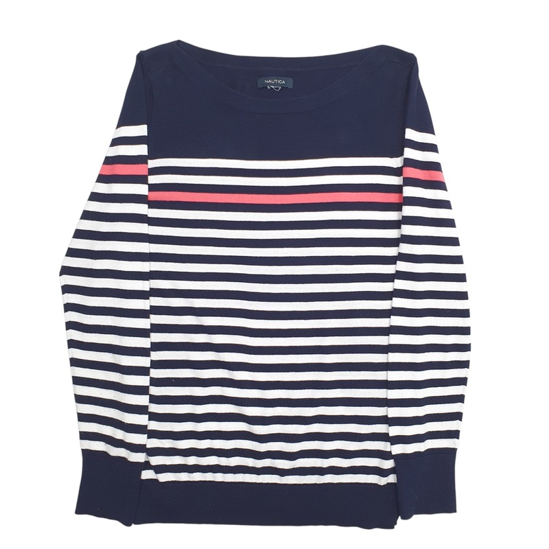 Nautica Stripes Long Sleeve Cotton Blend T Shirt Womens XS