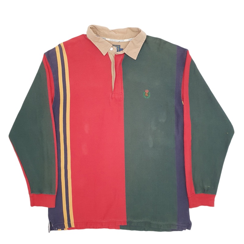 Ralph Lauren Rugby Crest Long Sleeve Cotton Polo Shirt Mens XL