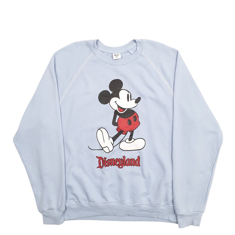 Disney Disneyland Spellout Mickey Mouse Crewneck Cotton Blend Sweatshirt Jumper Mens L