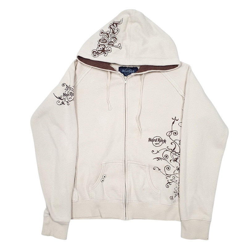 Hard Rock Cafe Hoodie Full Zip Cotton Blend Sweatshirt Jumper Womens L