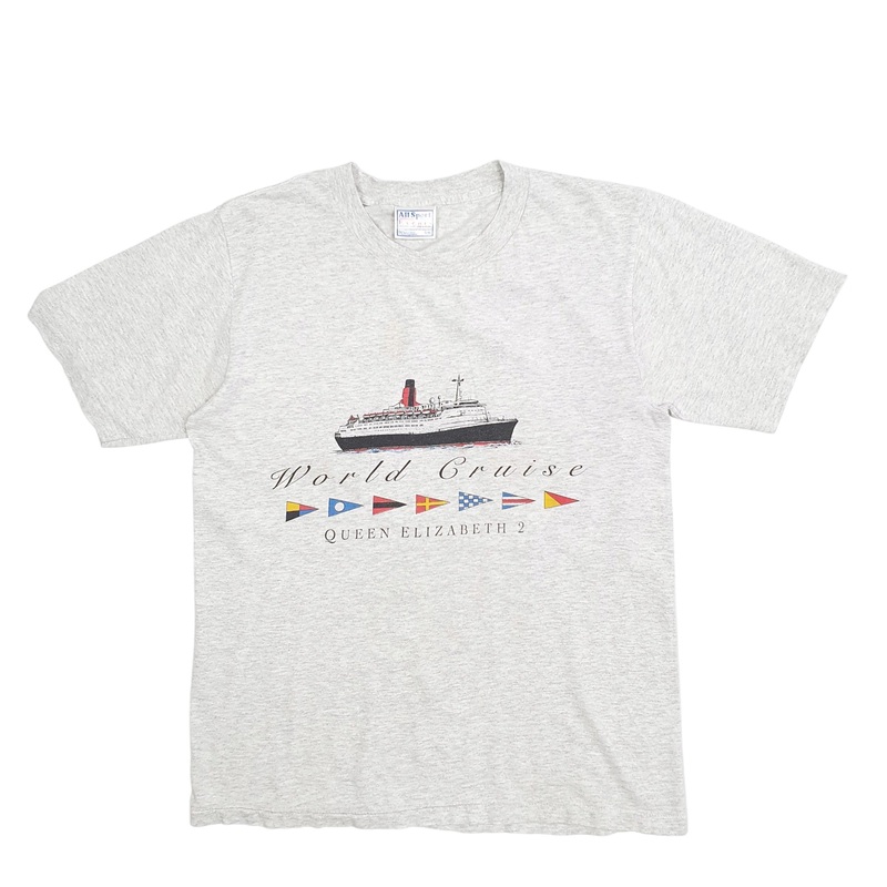 Allsport Single Stitch Vintage 90s Queen Elizabeth 2 Short Sleeve Cotton T Shirt Womens S