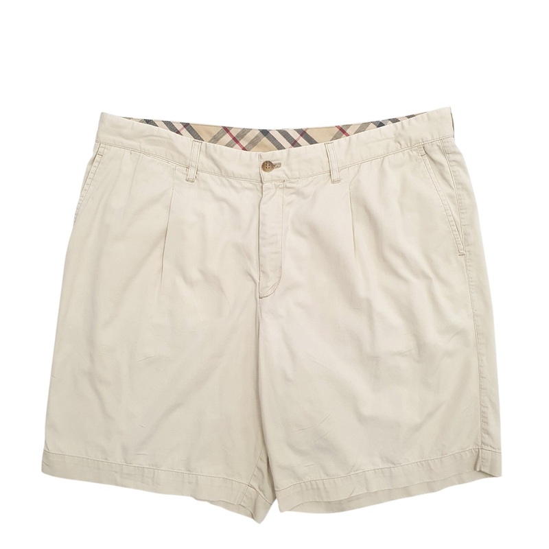 Burberry Pleated Cream Chino Cotton Shorts Mens W38