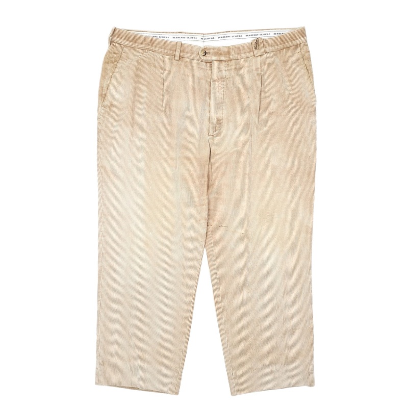 Mens Burberry London Pleated Beige Corduroy Cotton  Trousers Mens W40 L28