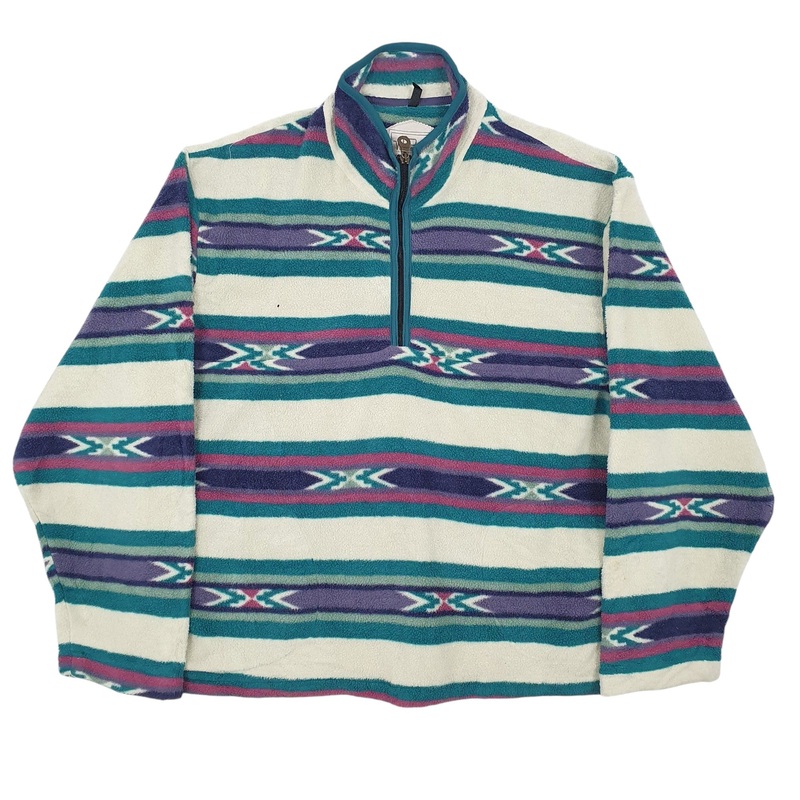 Woolrich Vintage Made In USA Quarter Zip Polyester Fleece Sweatshirt Jumper Mens XL