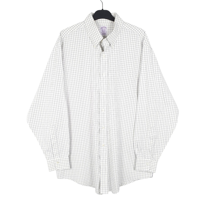 Brooks Brothers Long Sleeve Classic Fit Check Cotton Shirt Mens L