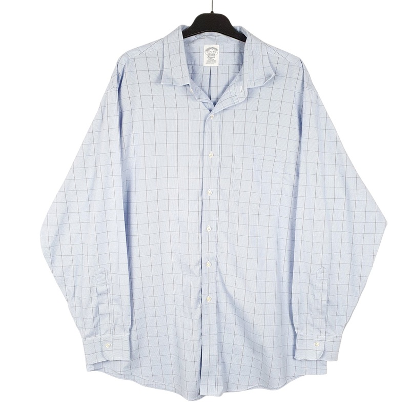 Brooks Brothers Long Sleeve Classic Fit Check Cotton Shirt Mens XL