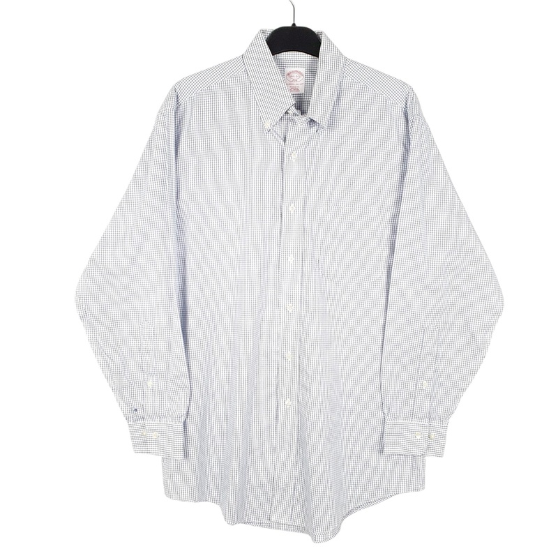 Brooks Brothers Long Sleeve Regular Fit Check Cotton Shirt Mens M