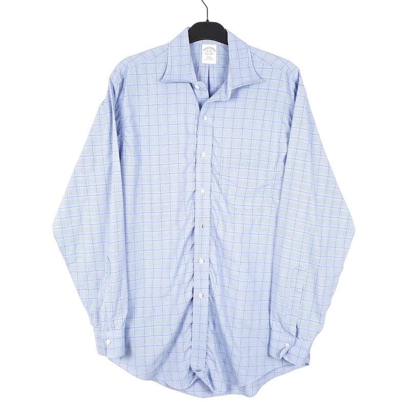 Brooks Brothers Long Sleeve Slim Fit Check Cotton Shirt Mens L