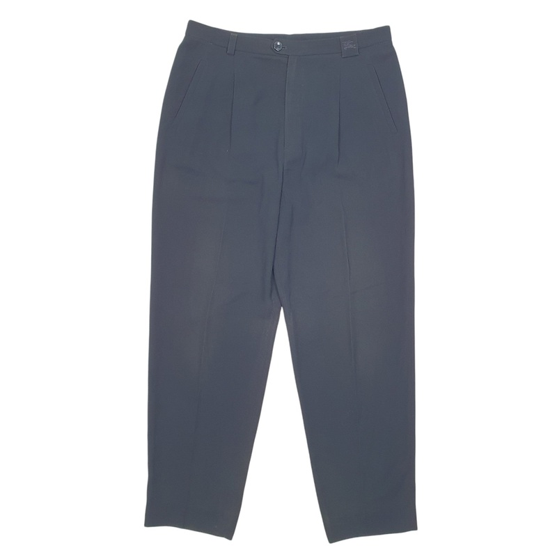 Mens Burberry Double Pleated Slacks London Navy Chino Polyester  Trousers Mens W30 L27