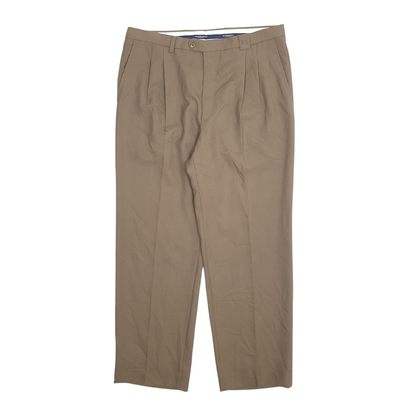 Mens Burberry Pelican Double Pleated Brown Chino Cotton Blend  Trousers Mens W34 L30