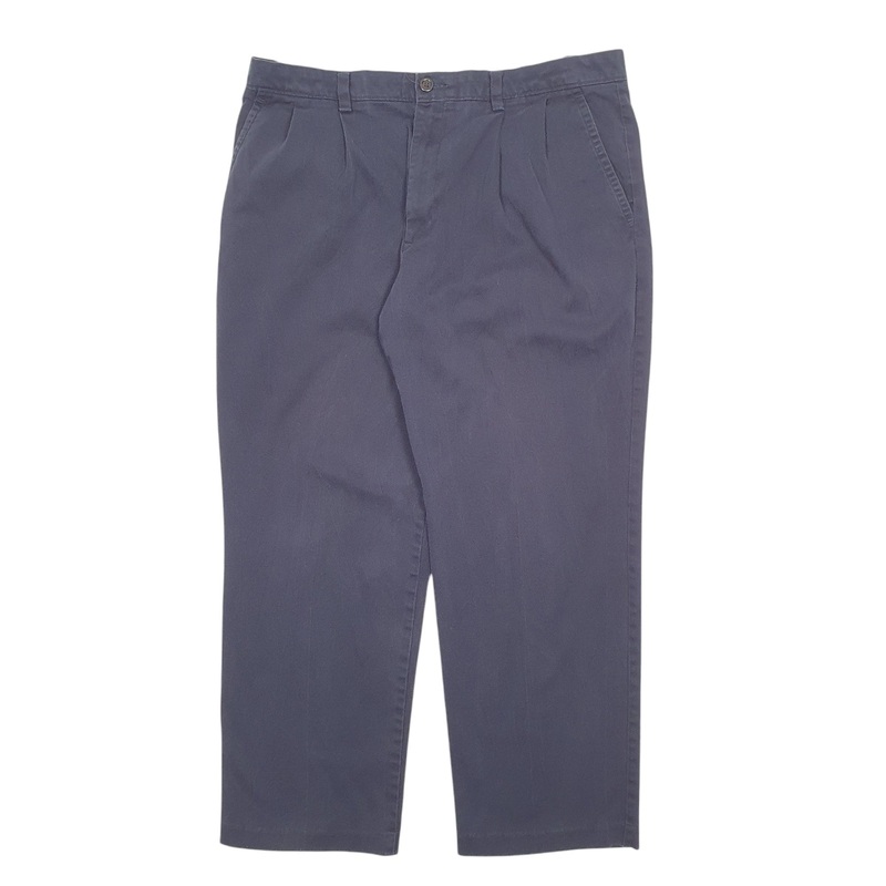 Mens Dockers Double Pleated Navy Chino Cotton  Trousers Mens W36 L28
