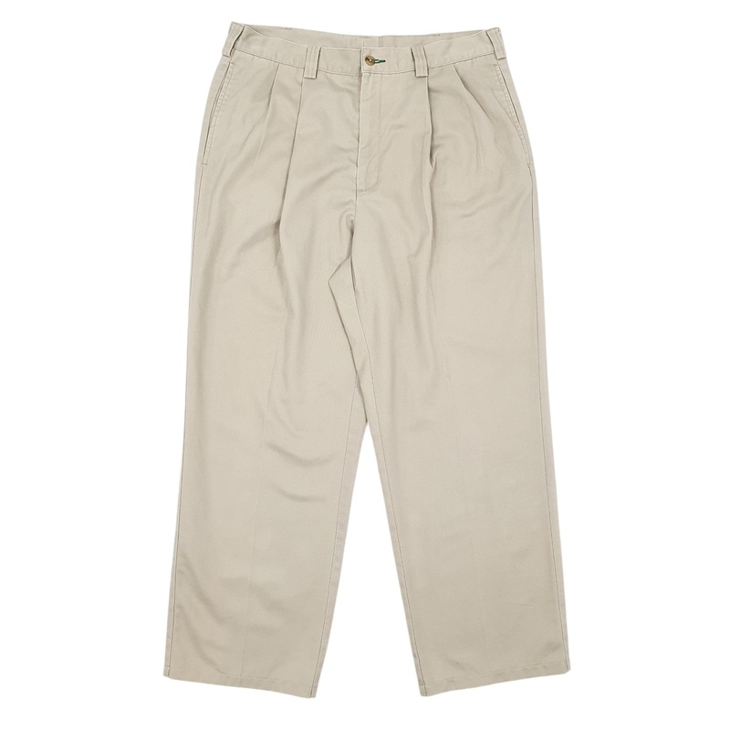 Mens Tommy Hilfiger Double Pleated Beige Chino Cotton  Trousers Mens W34 L27