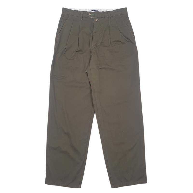 Mens Tommy Hilfiger Double Pleated Khaki Chino Cotton  Trousers Mens W32 L30