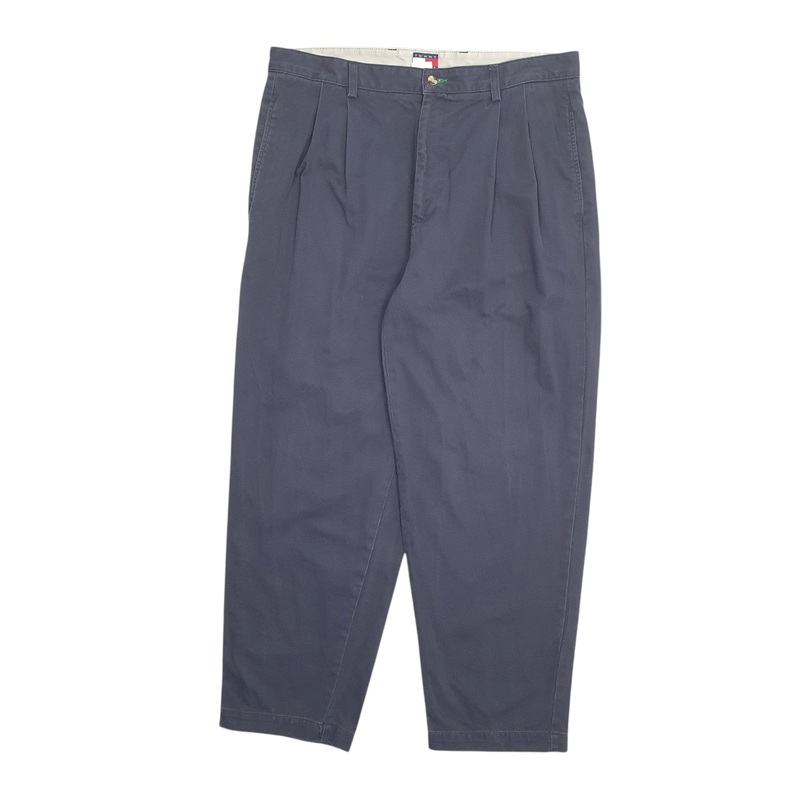 Mens Tommy Hilfiger Double Pleated Navy Chino Cotton Blend  Trousers Mens W38 L30