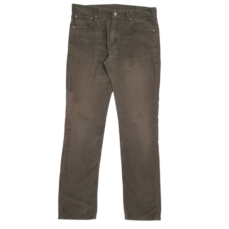 Mens Levis Khaki Corduroy Cotton  Trousers Mens W33 L32
