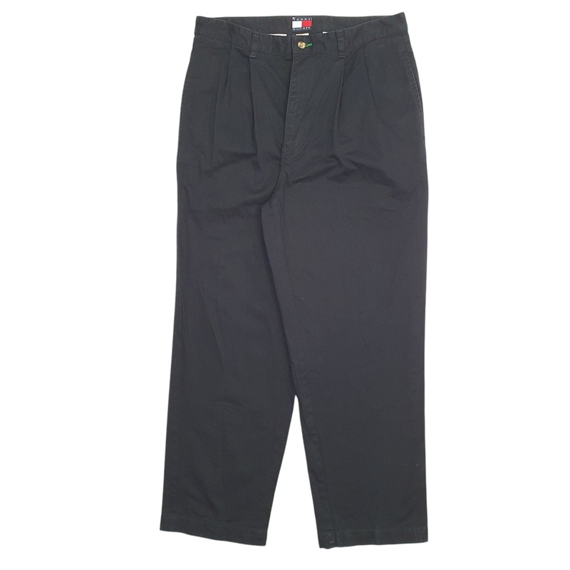 Mens Tommy Hilfiger Double Pleated Black Chino Cotton  Trousers Mens W34 L30