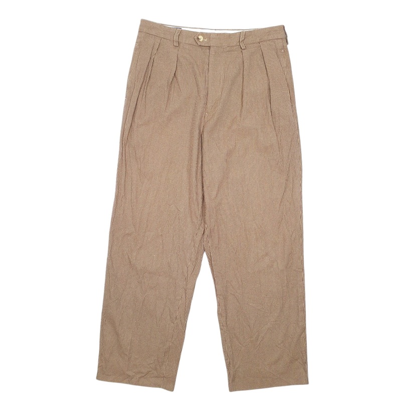 Mens Tommy Hilfiger Double Pleated Houndstooth Brown Chino Cotton  Trousers Mens W33 L30