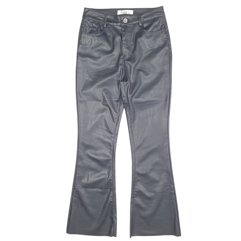 Womens Jeana Leather Bootcut Black Chino Polyester  Trousers Womens UKXS