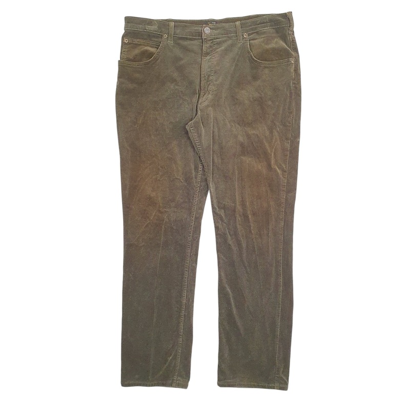 Mens Lee Green Corduroy Cotton  Trousers Mens W40 L32