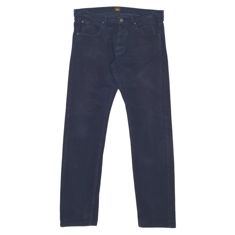 Mens Lee Navy Corduroy Cotton Blend  Trousers Mens W34 L34